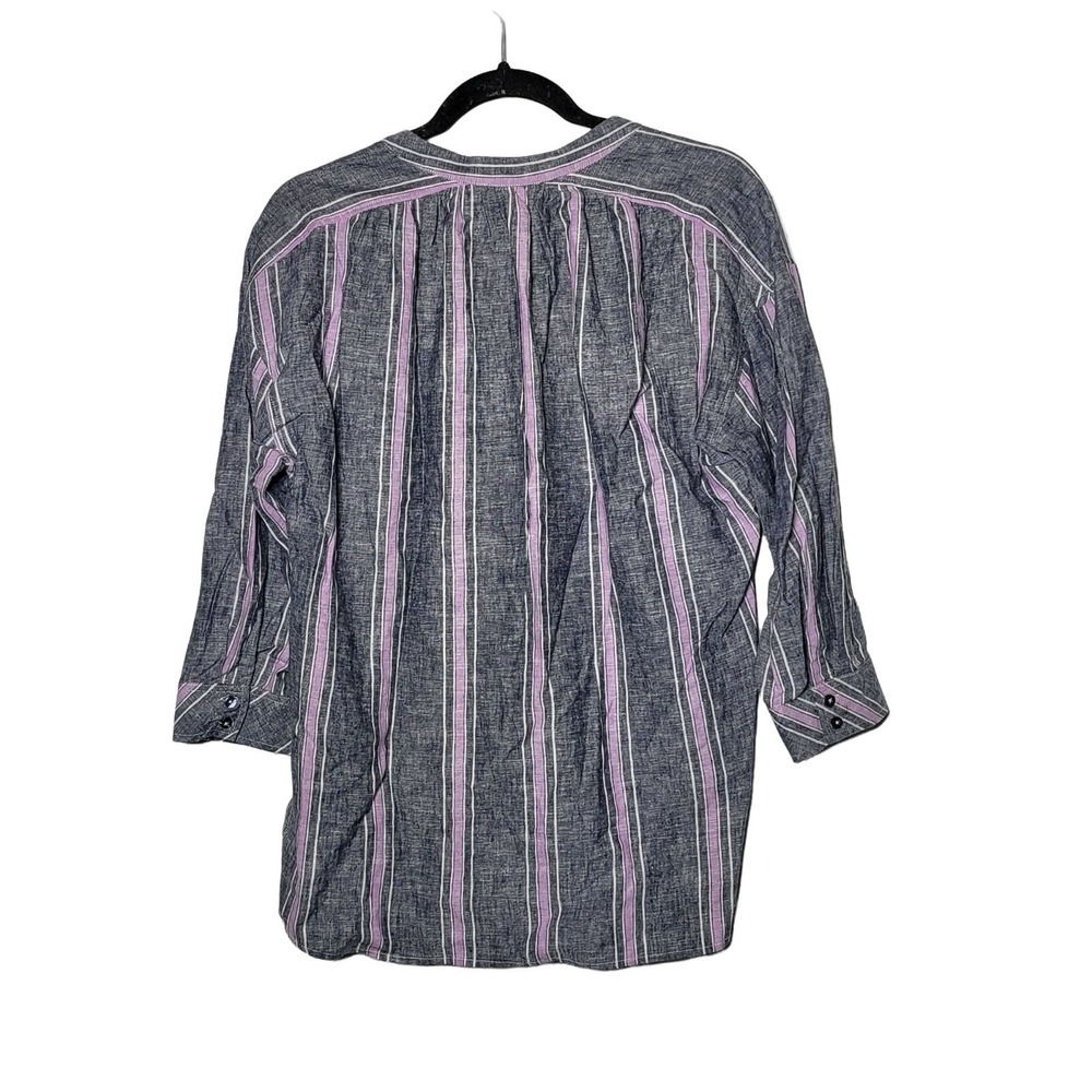 Laundry by Shelli Segal Womens Linen Blend Striped Top Small Coastal Beach Tunic - Picture 3 of 9